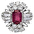 Mid Century French 1.47 Carats Ruby Diamond Platinum Cluster Ring