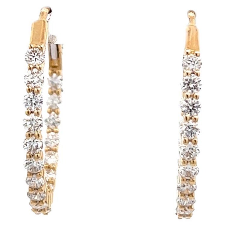 Diamond 14 Karat Yellow Gold Hoops Earrings