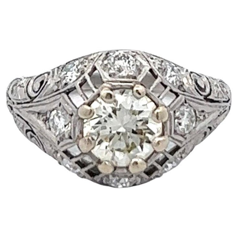 Art Deco Diamond Platinum Filigree Ring