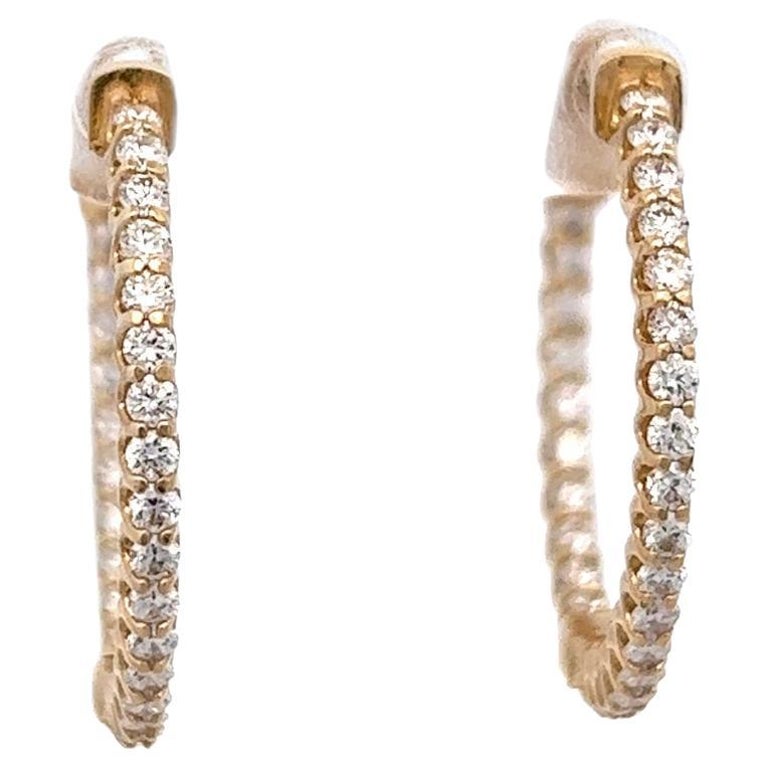 Diamond 14 Karat Yellow Gold Hoop Earrings