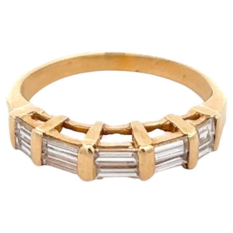 Vintage Baguette Diamond 14 Karat Yellow Gold Ring