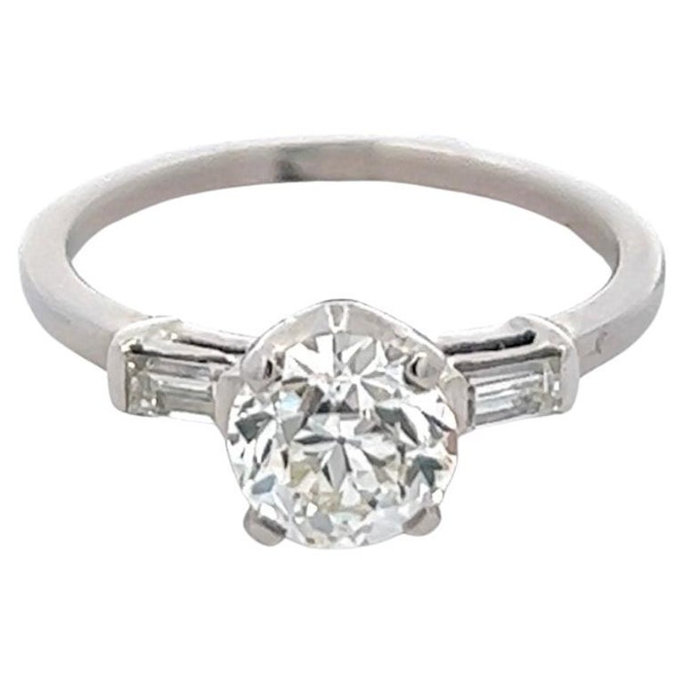 Mid Century GIA 1.18 Carats Old European Cut Diamond 18k White Gold Ring