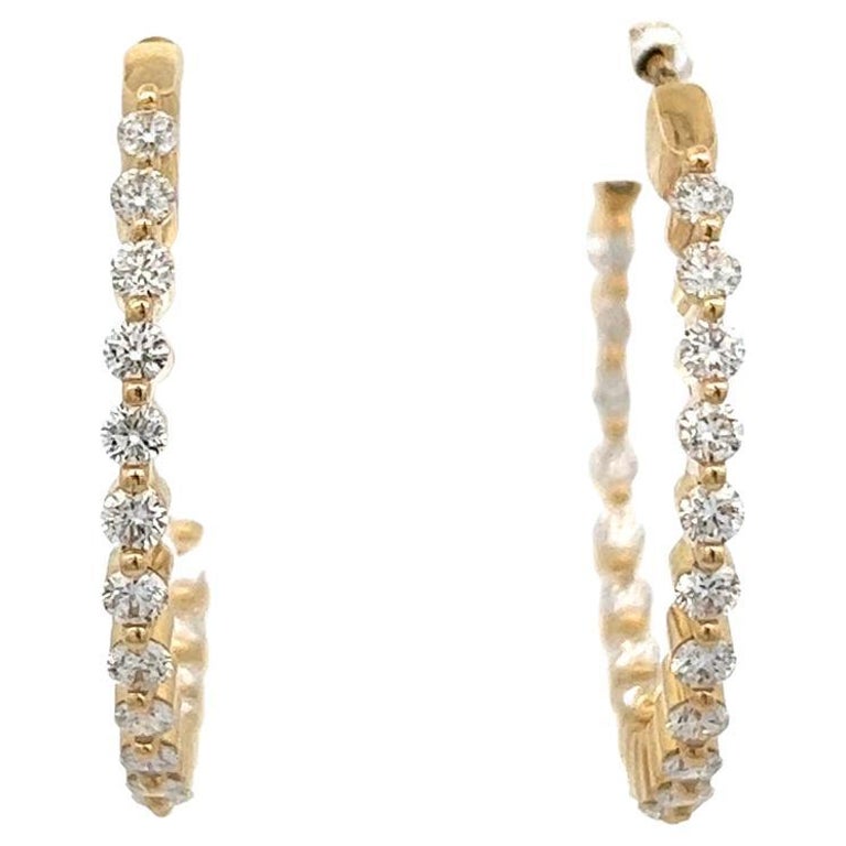 Diamond 14 Karat Yellow Gold Hoop Earrings