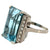 Mid Century 21.47 Carats Aquamarine Diamond Platinum Cocktail Ring