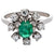 Mid Century French 0.64 Carats Emerald Diamond Platinum 18k White Gold Cluster Ring