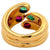 Vintage Cartier Gemstone 18k Yellow Gold Ellipse Deux Tetes Croisees Bypass Ring Set