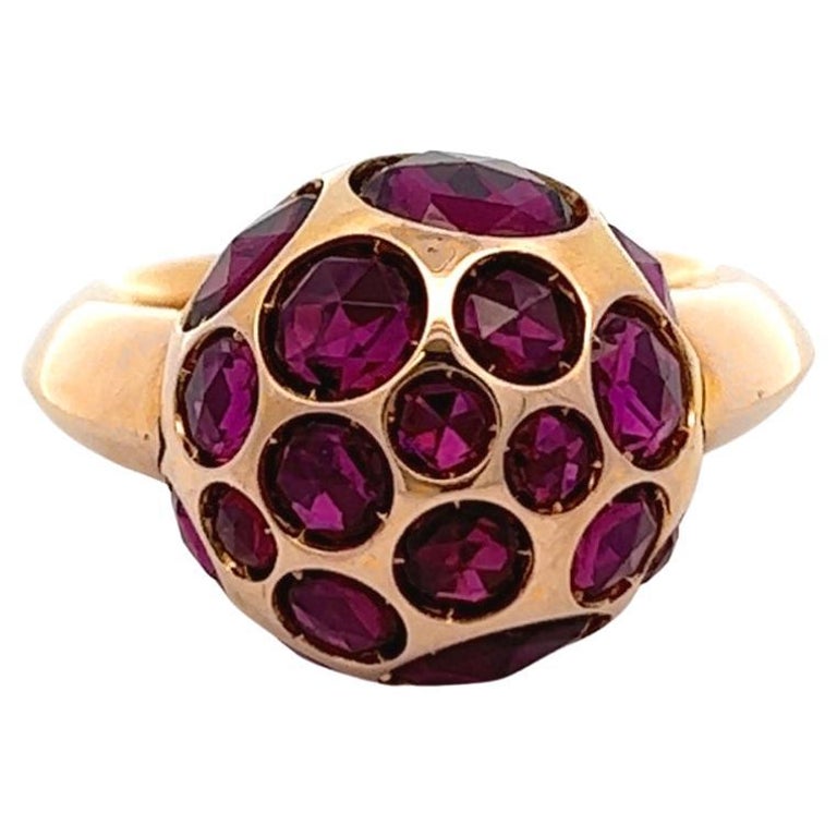 Pomellato Italian Rhodolite Garnet 18 Karat Rose Gold Harem Cocktail Ring