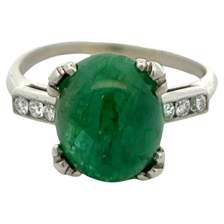 Mid Century 5.15 Carats Emerald Diamond Platinum Ring