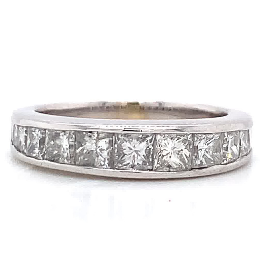 Modern 2 Carat Princess Cut Diamond White Gold Band