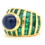 Vintage French Sapphire Emerald 18k Gold Cocktail Ring