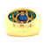 Vintage French Sapphire Emerald 18k Gold Cocktail Ring
